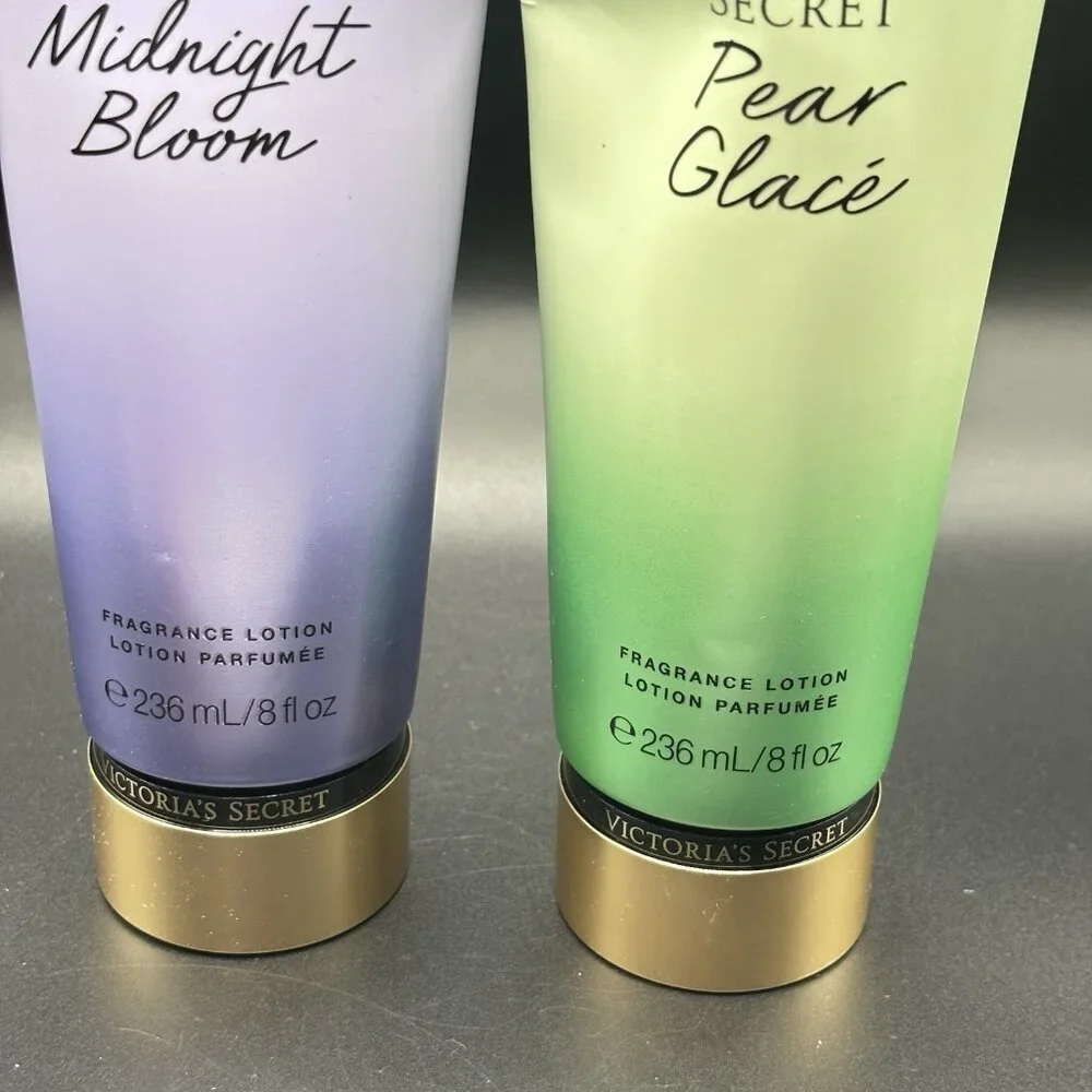 Set Of 2 Victoria Secret Hydrating Body Lotion Pear Glacé & Midnight Bloom 8 oz - Picture 5 of 16